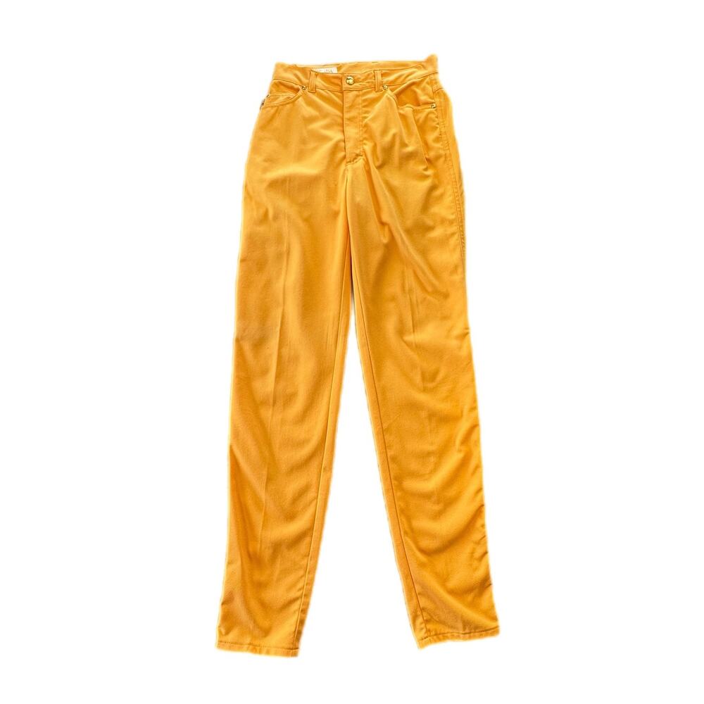 Escada Yellow Straight Leg High Rise Vibrant Bright Cotton Denim Pants Jeans